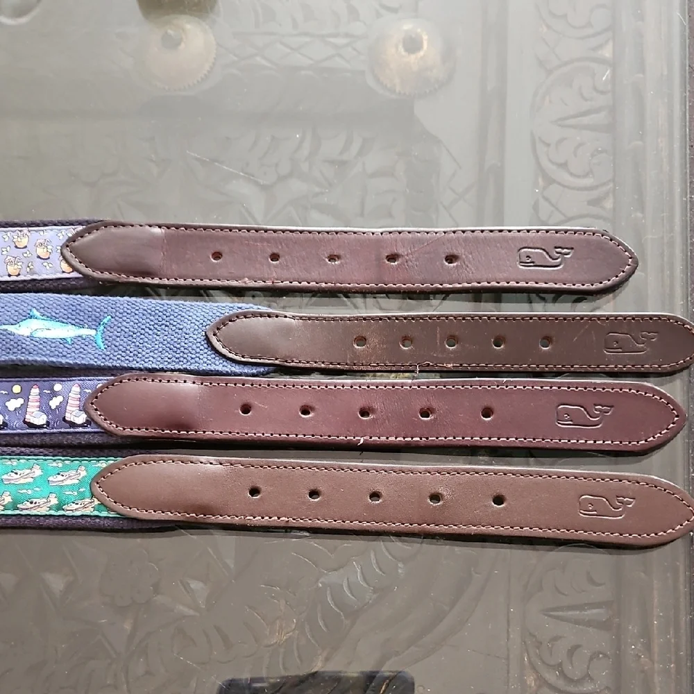 Vineyard Vines Kids 4 Belts in Blue and Green